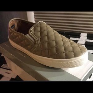 Brand new taupe quilted slide on sneaker